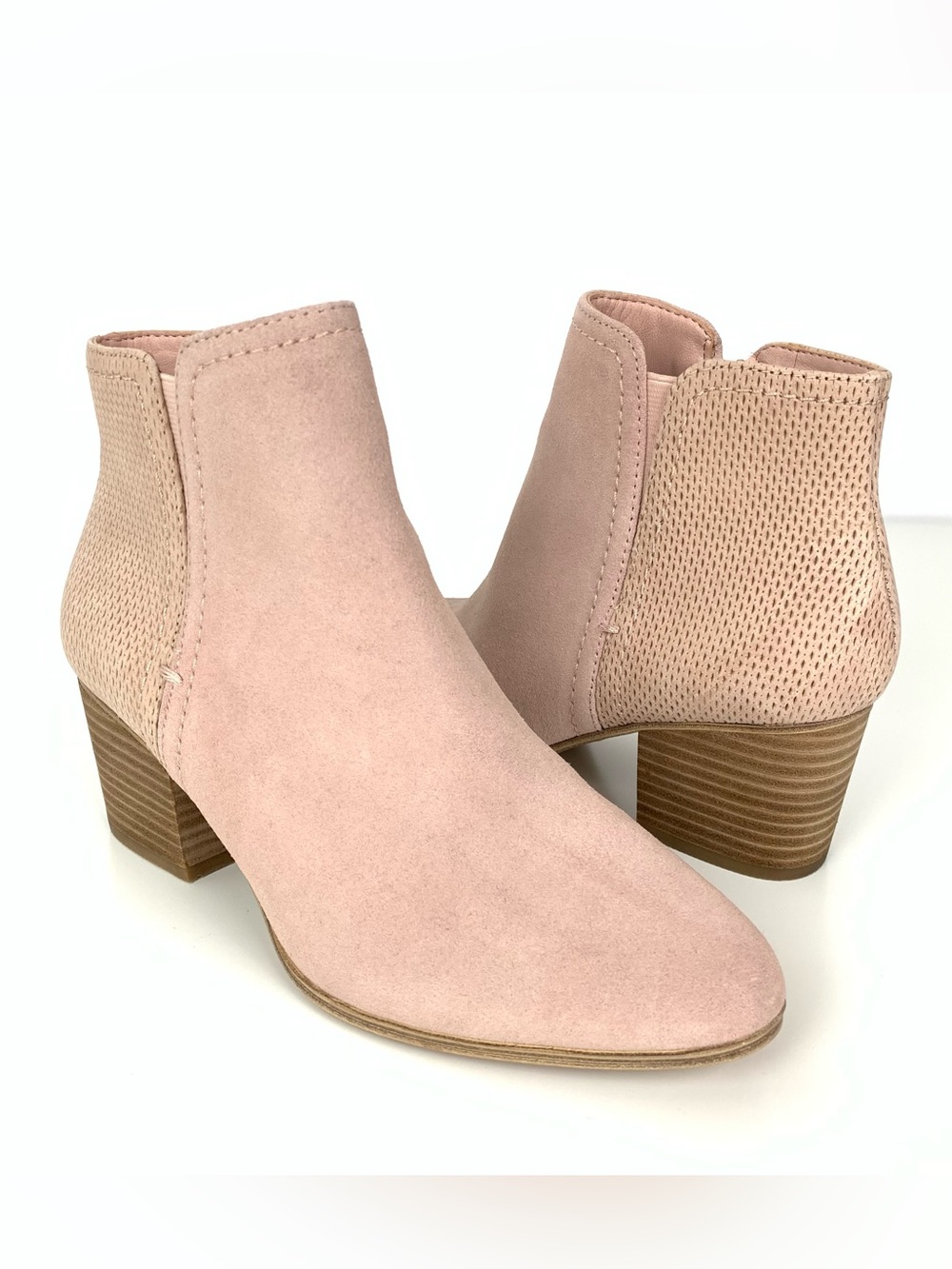 Ankle Boots Suede Leather Aldo Pink Chunky Heel Sz 6.5 US Romantic Light Fairy
